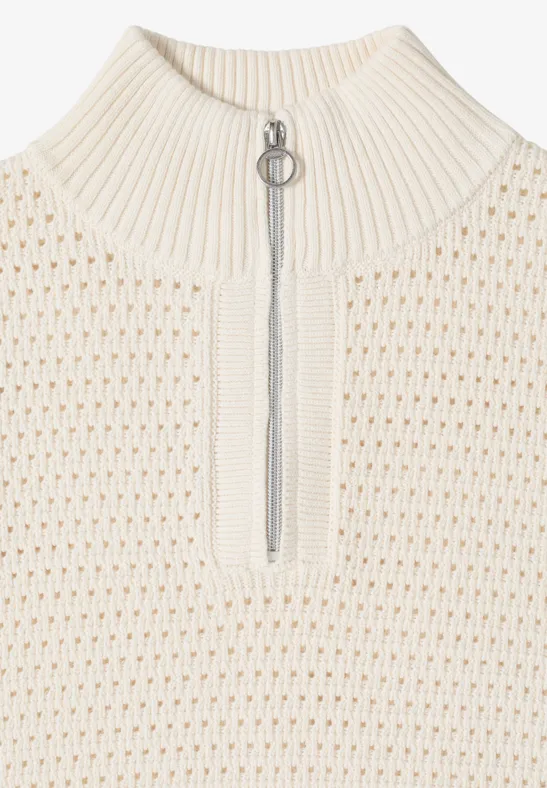 Gehaakt vest raw sand beige