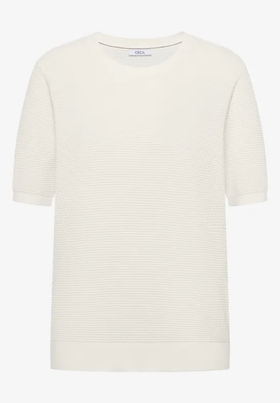 Pull à manches courtes structuré raw sand beige