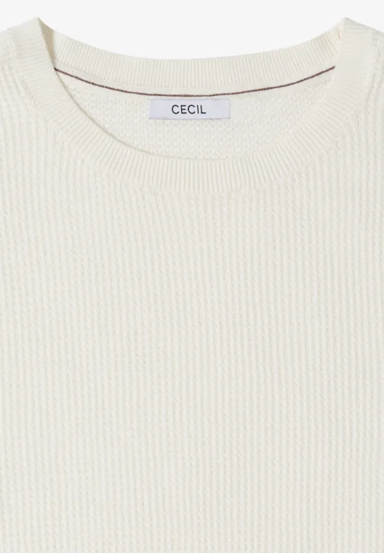 Pull à manches courtes structuré raw sand beige