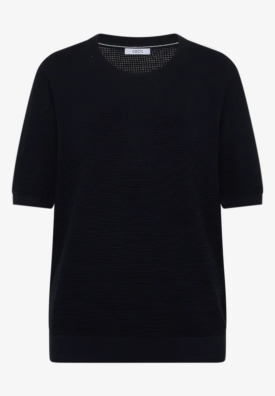 Sweter z krótkim rękawem i strukturą universal blue