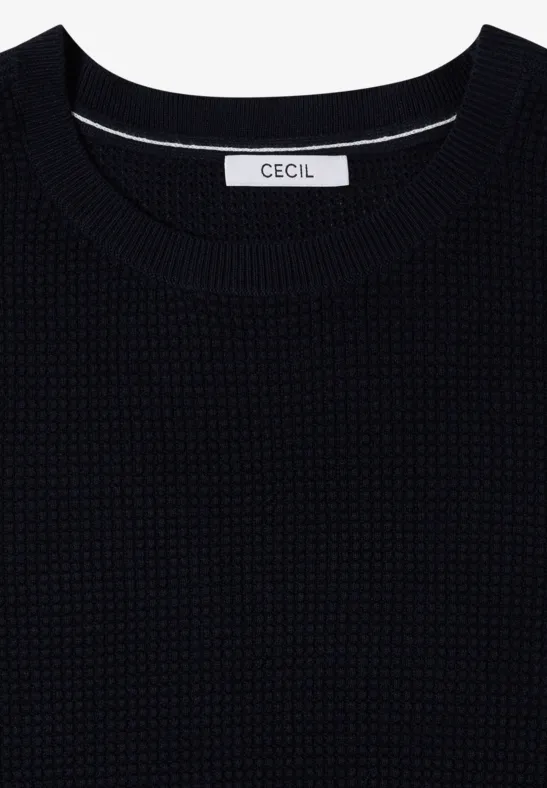 Sweter z krótkim rękawem i strukturą universal blue