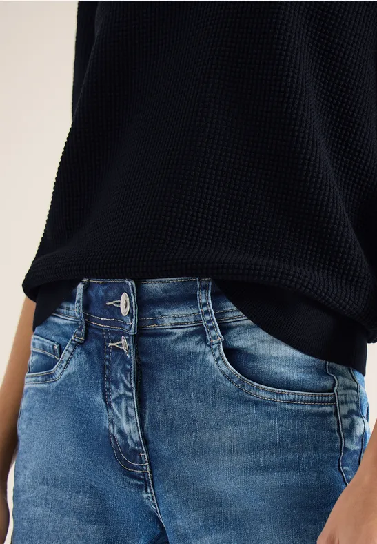 Sweter z krótkim rękawem i strukturą universal blue