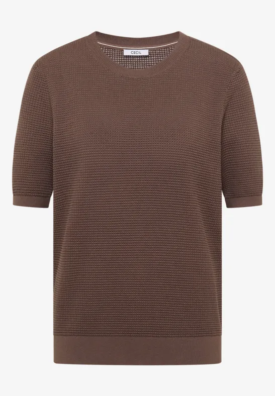 Sweter z krótkim rękawem i strukturą urban taupe