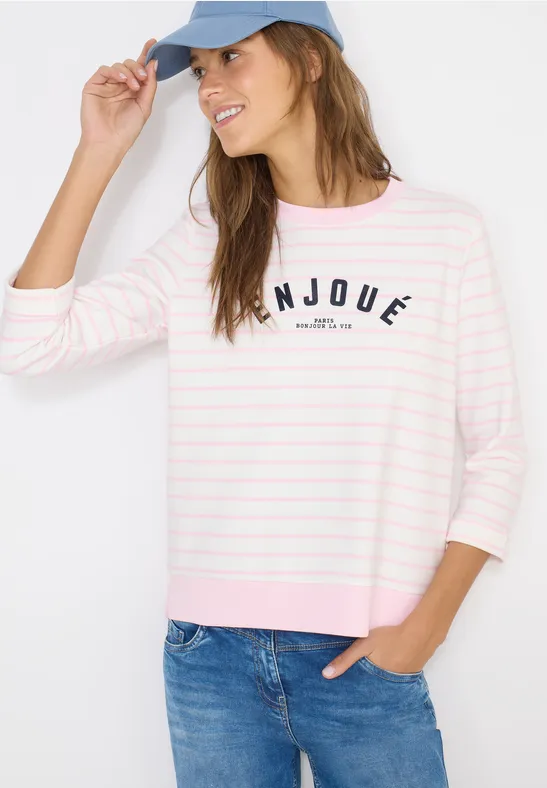 Gestreept sweatshirt light blush rose