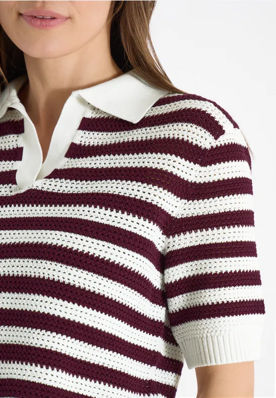 Poloshirt met korte mouwen in meshkwaliteit sweet grape red