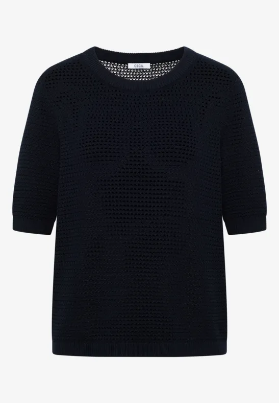Kurzarm Pullover mit Struktur universal blue
