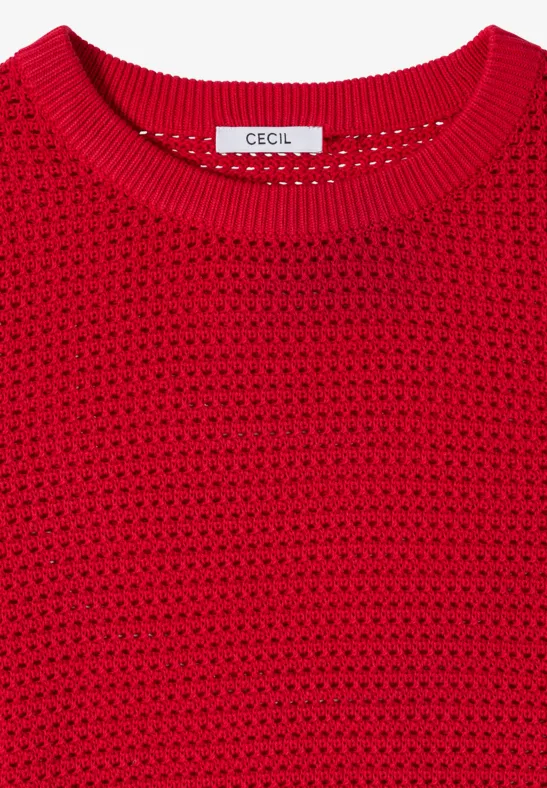 Pull à manches courtes structuré glazed apple red