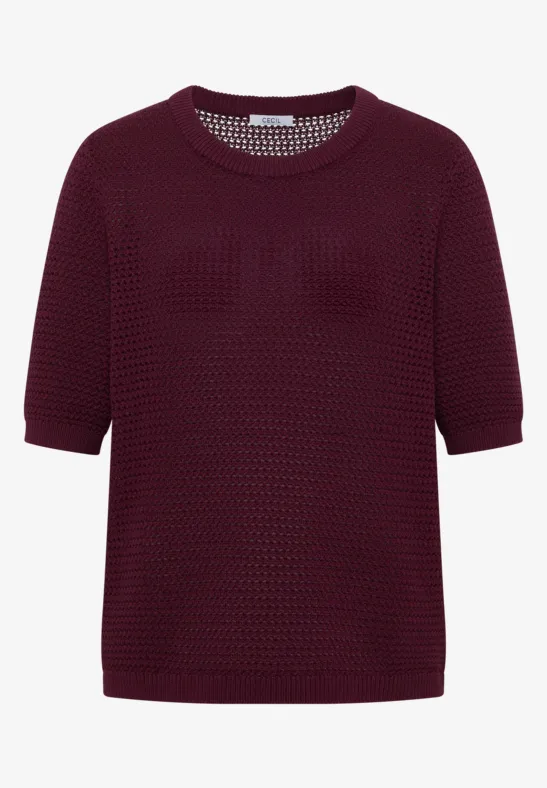 Kurzarm Pullover mit Struktur sweet grape red