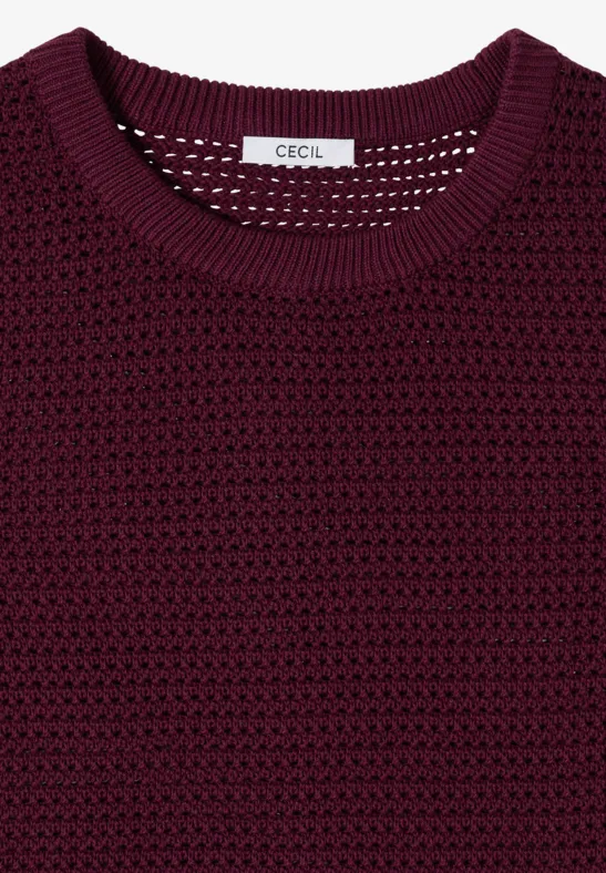 Kurzarm Pullover mit Struktur sweet grape red