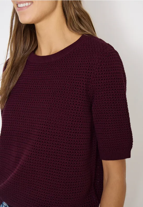 Kurzarm Pullover mit Struktur sweet grape red