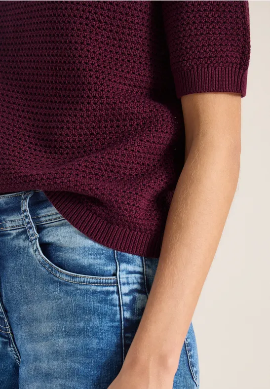 Kurzarm Pullover mit Struktur sweet grape red
