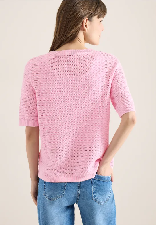 Pull à manches courtes structuré light blush rose