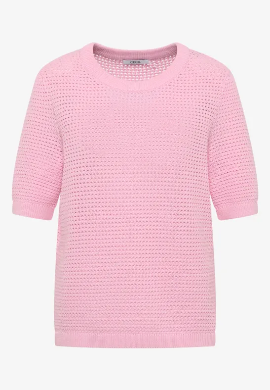 Pull à manches courtes structuré light blush rose