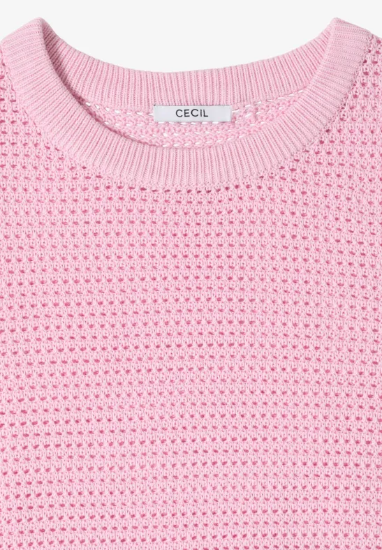 Pull à manches courtes structuré light blush rose