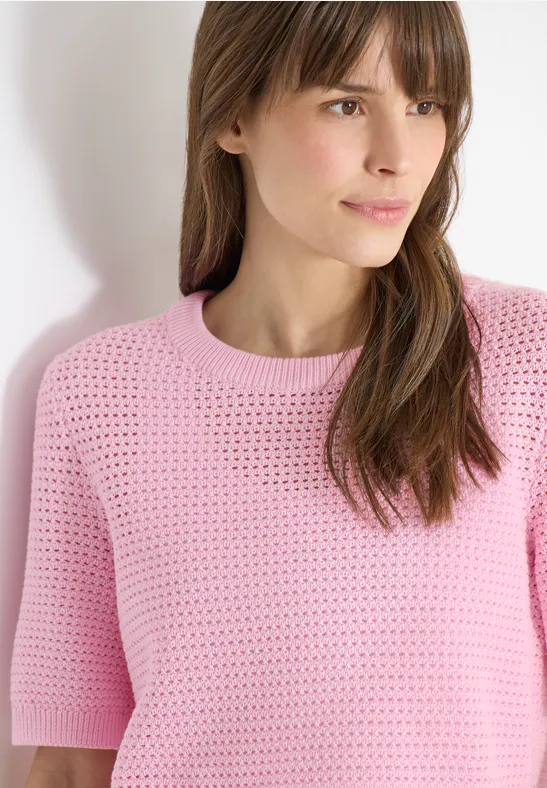 Pull à manches courtes structuré light blush rose
