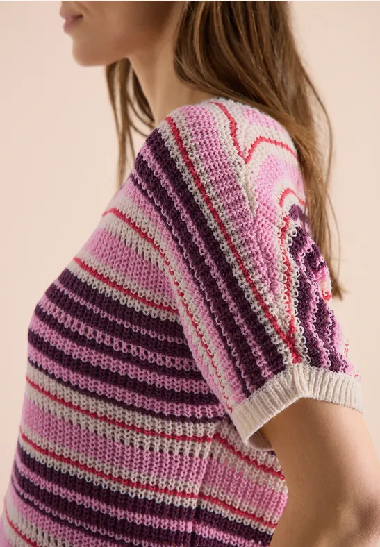 Pull à manches courtes en fil de ruban sweet grape red