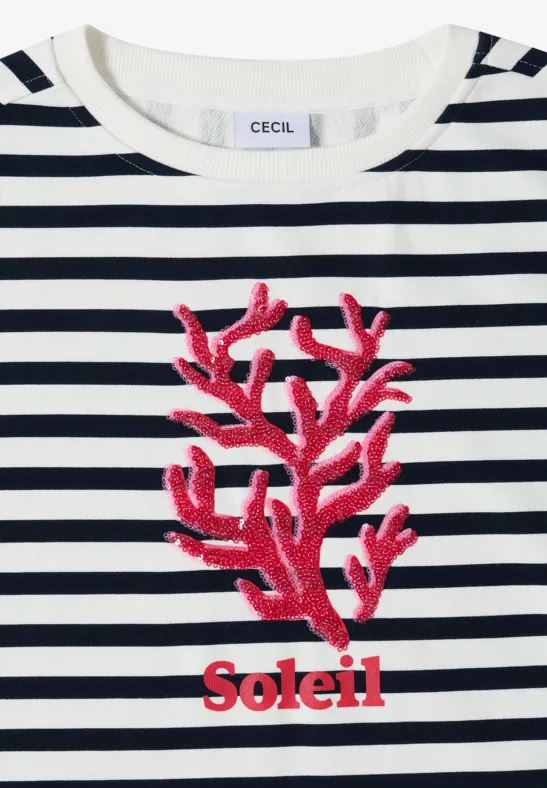 Sweat-shirt à manches courtes et larges rayures universal blue