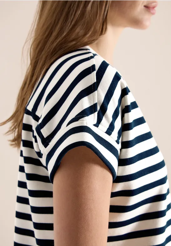 Sweat-shirt à manches courtes et larges rayures universal blue