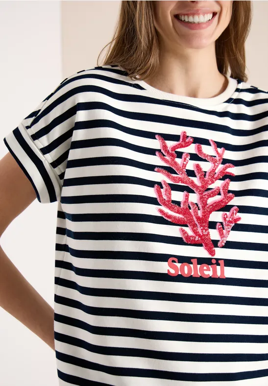 Sweat-shirt à manches courtes et larges rayures universal blue