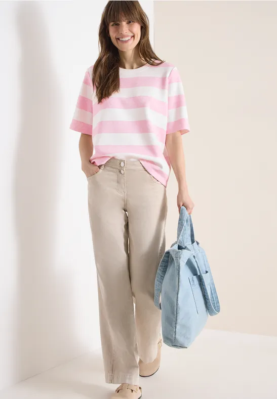 Sweat-shirt à manches courtes et à rayures light blush rose