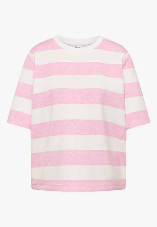 Sweat-shirt à manches courtes et à rayures light blush rose