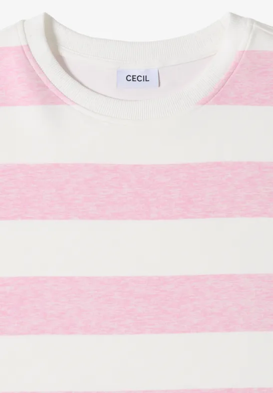 Sweat-shirt à manches courtes et à rayures light blush rose