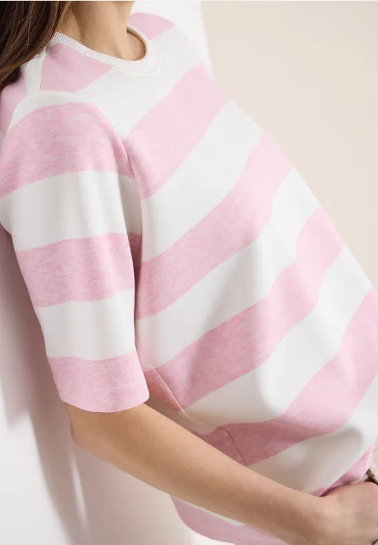 Sweat-shirt à manches courtes et à rayures light blush rose