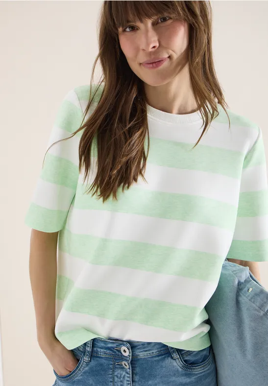 Sweat-shirt à manches courtes et à rayures juicy lime