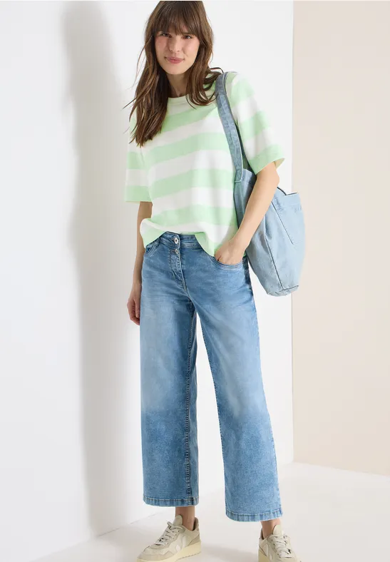 Sweat-shirt à manches courtes et à rayures juicy lime