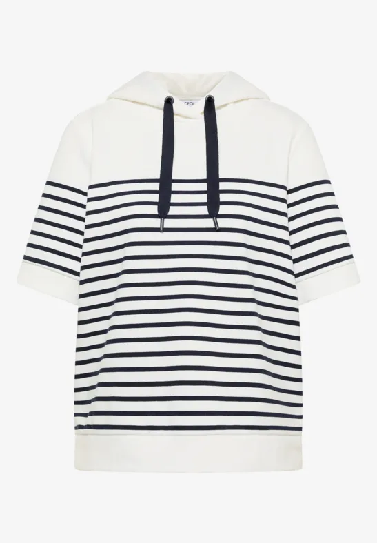 Sweat-shirt à manches courtes avec capuche et rayures universal blue