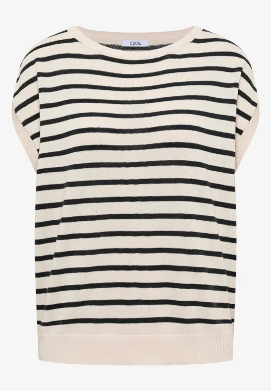 Ärmelloses Top mit schwarzen und weißen Streifen