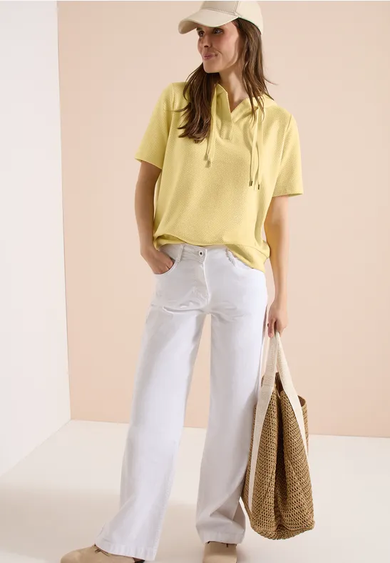 Kurzarm Sweatshirt mit Kapuze buttermilk yellow