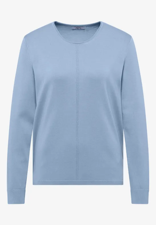 Pull bleu clair à col rond et manches longues