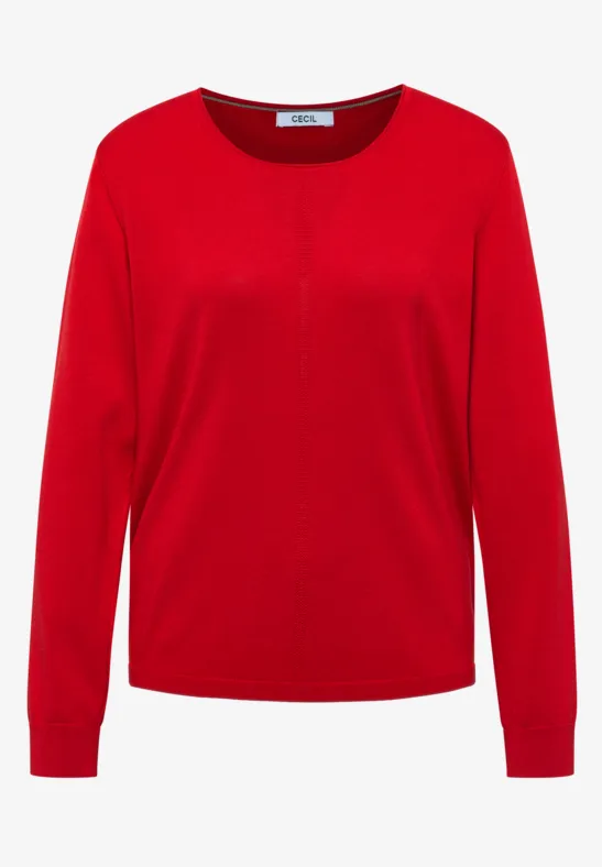 T-shirt rouge à manches longues avec col rond