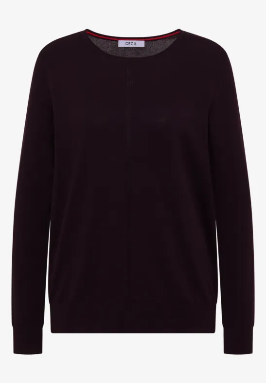 Pull noir simple à col rond et manches longues