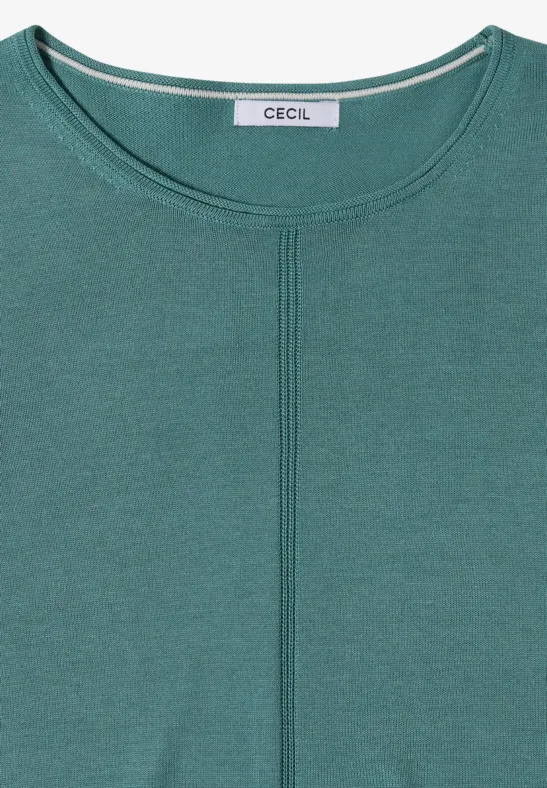 Grünes T-Shirt mit Rundhalsausschnitt und CECIL-Label