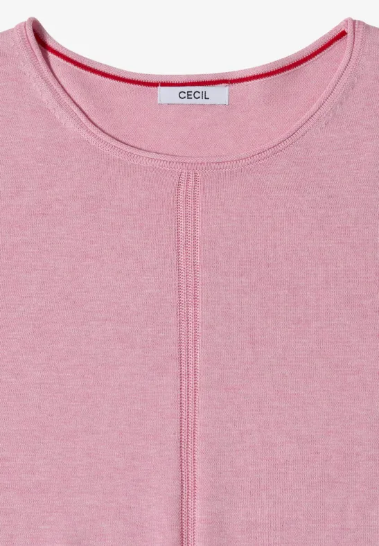 T-shirt rose à manches courtes avec col rond de la marque CECIL.