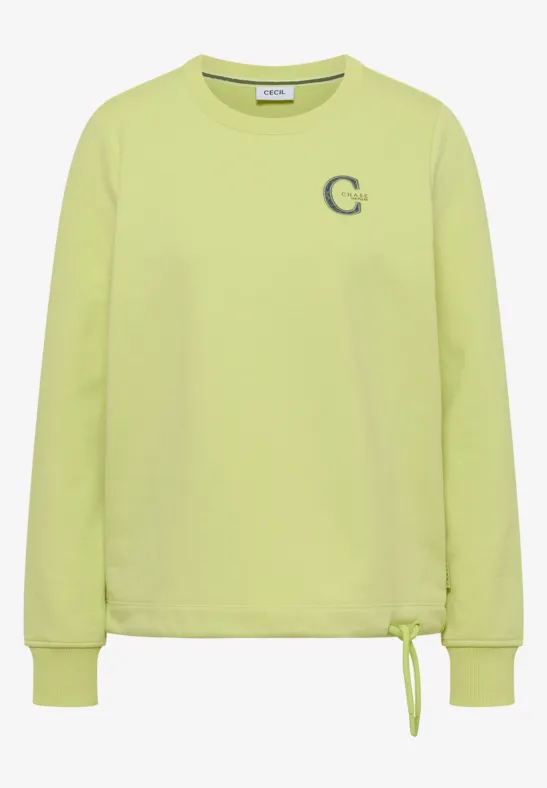 Limonengrüner Sweatshirt mit Rundhalsausschnitt, Bündchen und kleinem Logo.