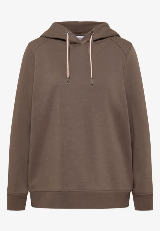Brauner Kapuzenpullover mit Kordelzug und Kängurutasche
