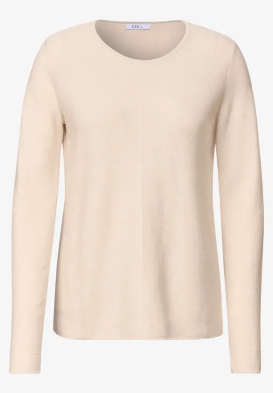 Lichtbeige longsleeve met ronde hals