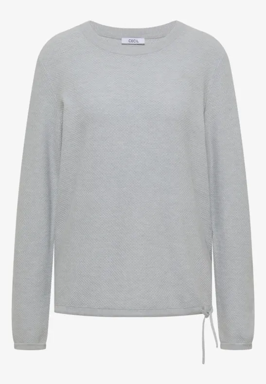 Pull gris clair à manches longues et col rond.