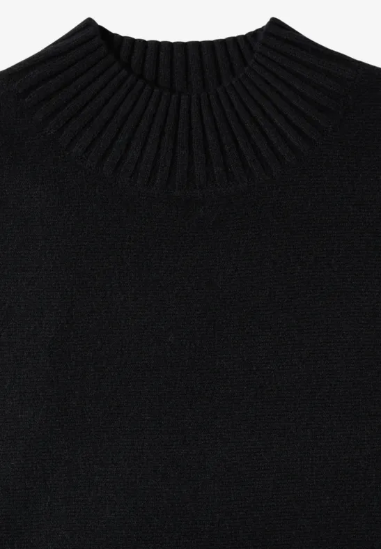 Pull en maille noir à col rond côtelé