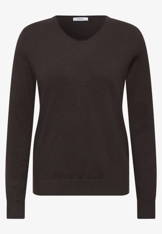 Schlichter schwarzer Pullover mit Rundhalsausschnitt und langen Ärmeln