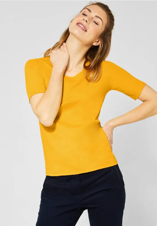 T-Shirt in Unifarbe mango yellow