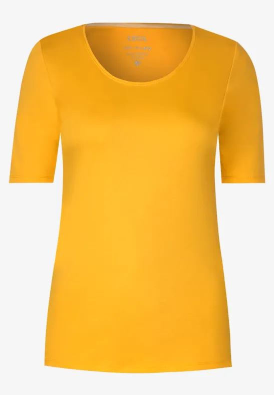 T-Shirt in Unifarbe mango yellow