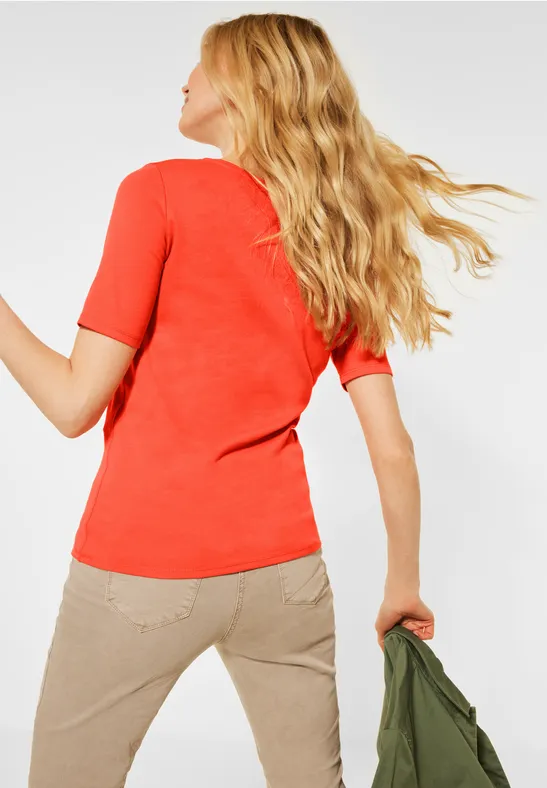 T-Shirt in Unifarbe papaya orange