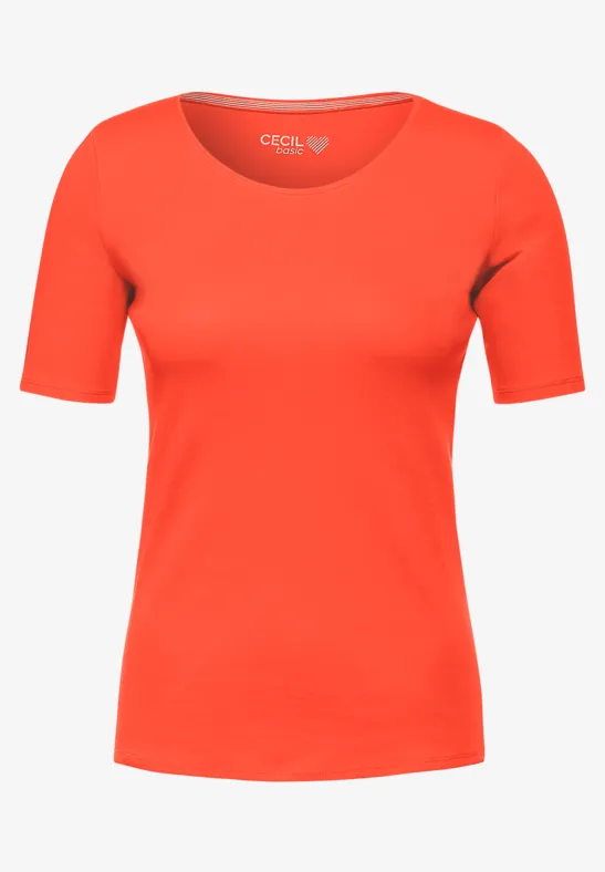 T-Shirt in Unifarbe papaya orange