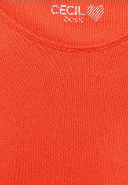 T-Shirt in Unifarbe papaya orange