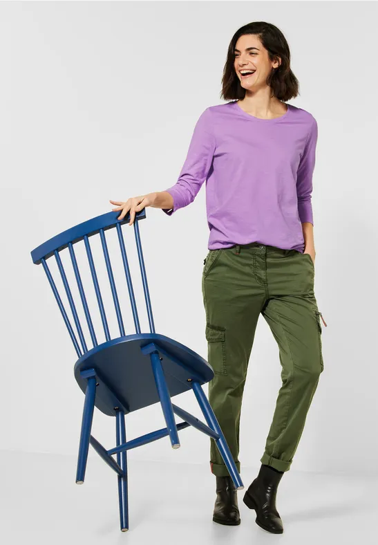 Shirt met 3/4-mouwen soft violet