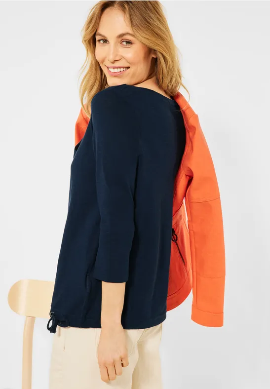 Gestructureerd basic shirt deep blue